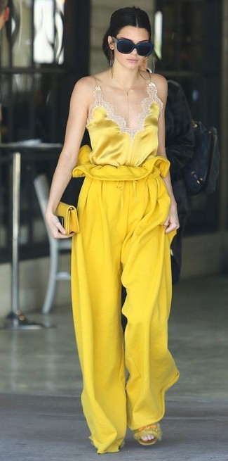 Yellow Leather Clutch Outfits: 