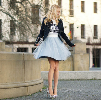 Light Blue Tulle Full Skirt Outfits: 