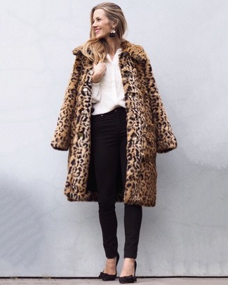 Clairene Leopard Print Faux Fur Coat