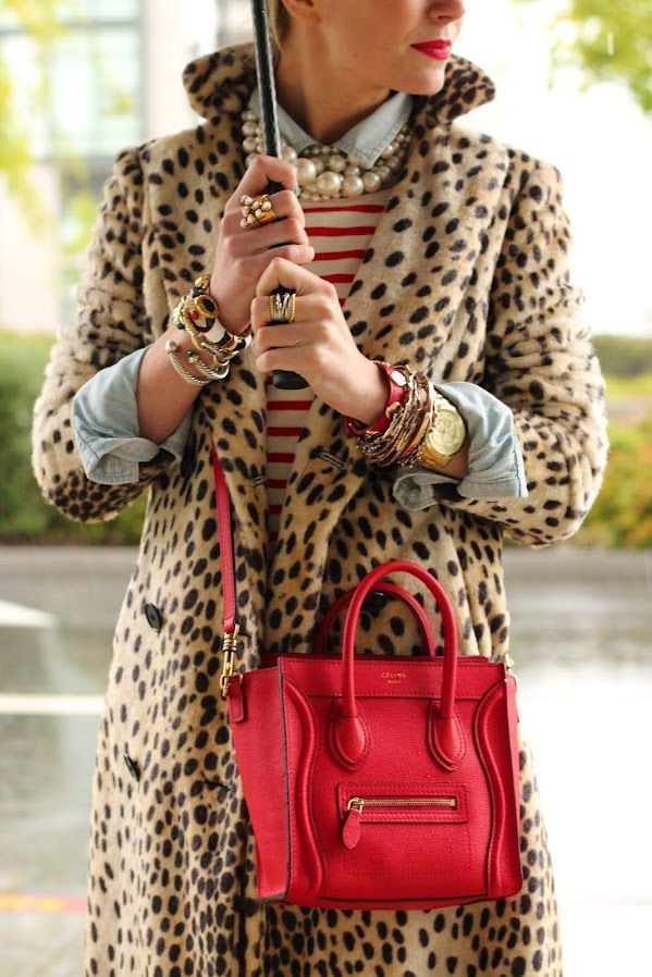 Red leopard print online handbag