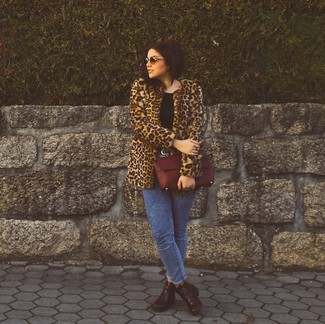 Leopard Print Faux Fur Belted Coat