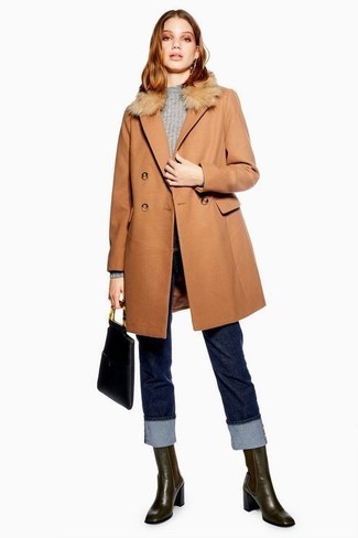 Colour By Numbers Alcaza Wool Coat With Removable Faux Fur Collar