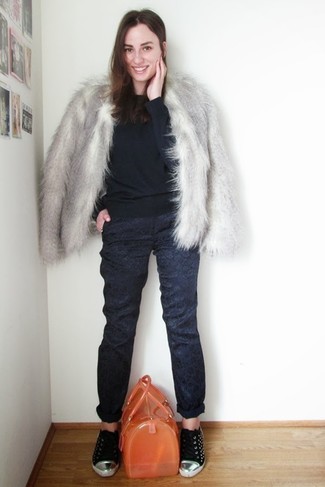 Cassie Shaggy Faux Fur Coat Grey
