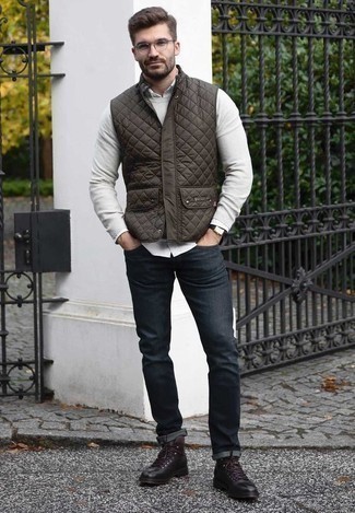 Brown Leather Quilted Vest