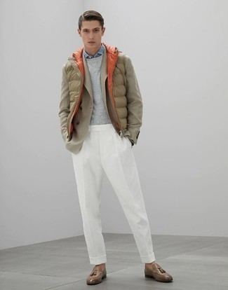 Tapered Leg Cotton Trousers