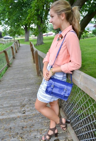 Blue Leather Satchel Bag Outfits: 