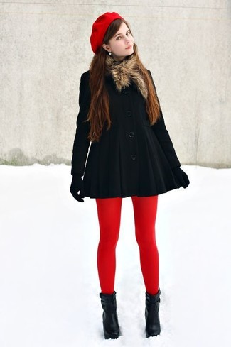 Burgundy Tights Winter Outfits: 