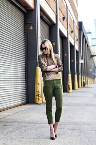 Straight Leg Ankle Cropped Pants Green
