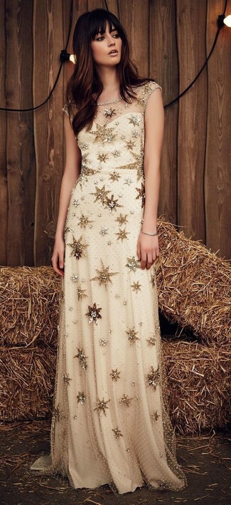 Keyhole Back Sequin Gown