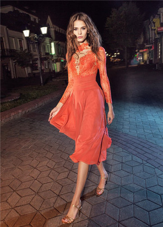 Orange Midi Dress Outfits: 
