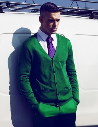 Mint Cardigan Outfits For Men: 