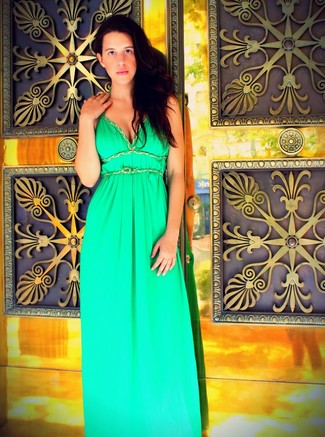 Merona Knit Kimono Maxi Dress Mahal Green L