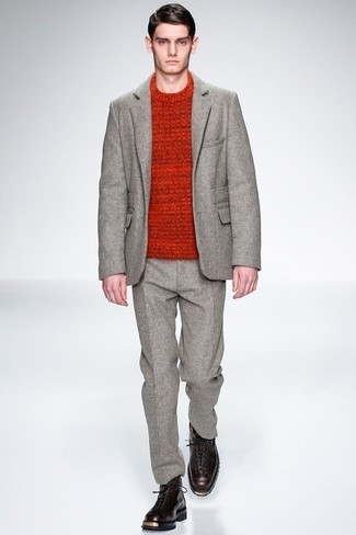Grey Lloyd Slim Fit Mlange Wool Flannel Suit Jacket