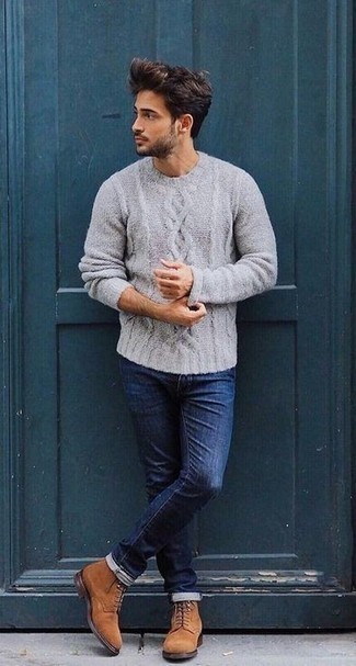 Lambswool Cable Crewneck Sweater