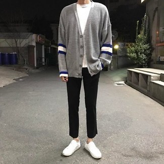 Colorblocked Cardigan Grey Size Xs