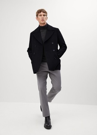 Black Leather Chelsea Boots Outfits For Men: 