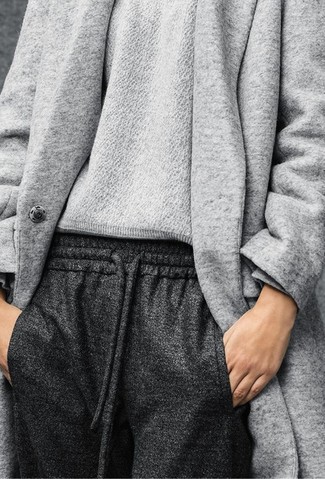 Fuzzy Sweater Coat Grey