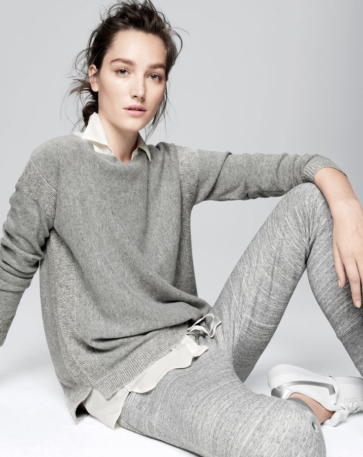 women's gray crew neck sweater