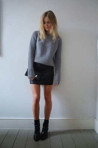 Leather Circle Mini Skirt