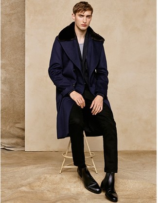 Fur Collar Coat Outfits For Men: 