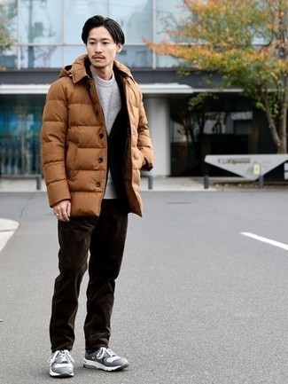 Tobacco Puffer Coat Outfits For Men: 