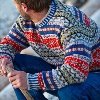 Michl Bastian Fair Isle Regular Fit Sweater