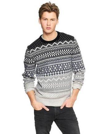 Fair Isle Snowflake Crewneck Sweater