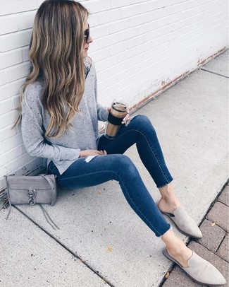 Grey Suede Loafers Outfits For Women: 