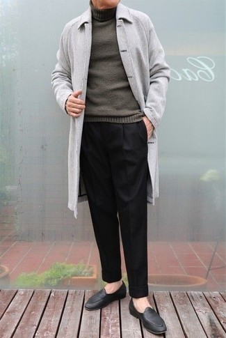 Wool Blend Topcoat With Inset Knit Bib