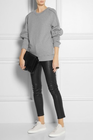 Marnie Button Front Leather Look Skinny Trousers