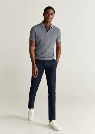 Homme Long Sleeve Twill Polo