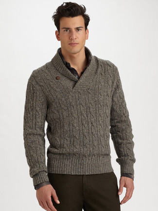 Ombr Shawl Collar Sweater