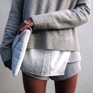 White Leather Clutch Outfits: 