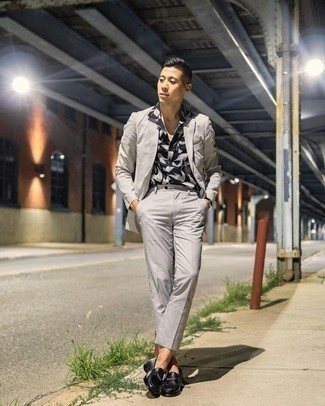 Portfolio Light Grey Sharkskin Slim Fit Suit