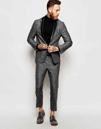 Hugegenius Regular Fit Micro Houndstooth Virgin Wool Suit
