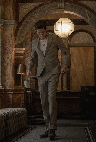 Slim Fit Light Grey Suit With Finished Pant Hem