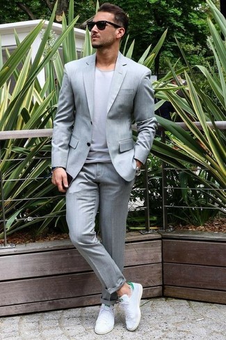 White Shoes with Grey Suit Outfits (112 