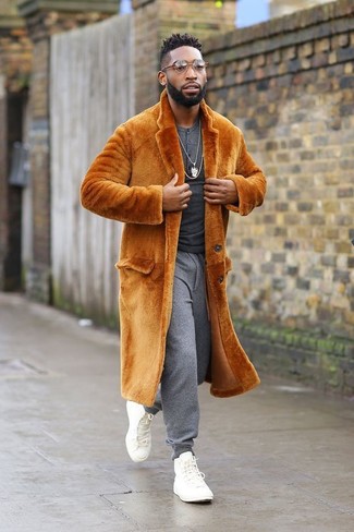Mustard Fur Coat Outfits For Men: 