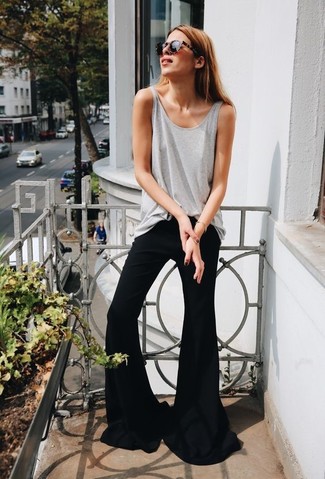 Black High Waisted Flared Trousers | Forever Unique