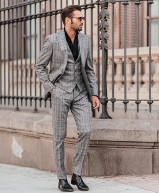 Bracciano Woolsilk 3 Pieces Check Suit