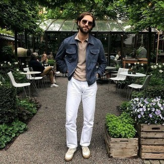 Beige Polo Outfits For Men: A beige polo and white chinos are among those game-changing menswear pieces that can refresh your closet. Add white canvas low top sneakers to the equation and ta-da: the look is complete.