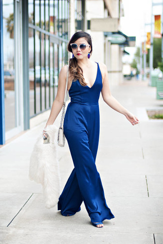 Blue Satin Heeled Sandals Outfits: 