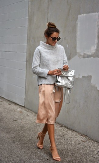 Pink Silk Midi Skirt Outfits: 