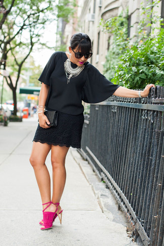 Black Chiffon Short Sleeve Blouse Outfits: 