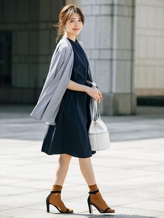 Shirtdress with Heeled Sandals Outfits: 