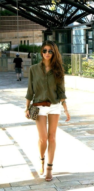 Olive Button Down Blouse Outfits: 
