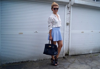 Light Blue Skater Skirt Outfits: 