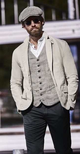 Grey Cotton Waistcoat Outfits: 