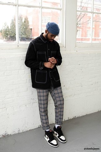 Blue Beanie Outfits For Men: 
