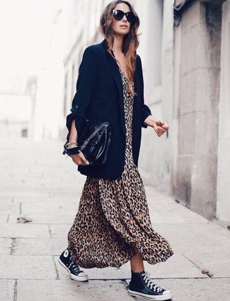 Tan Leopard Maxi Dress Outfits: 